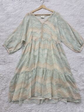 Wrap London Ramie Tiered Babydoll Midi Dress‎